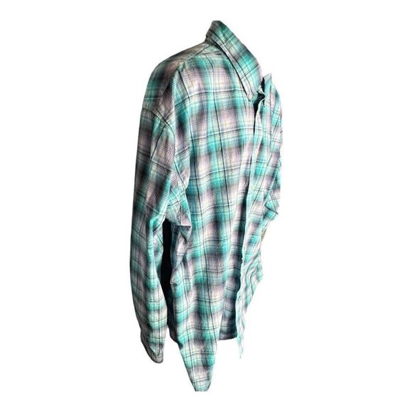 Cinch Men's Plaid Long Sleeve Button Down Western Shirt Turquoise Lilac Size 2XL - Picture 10 of 14